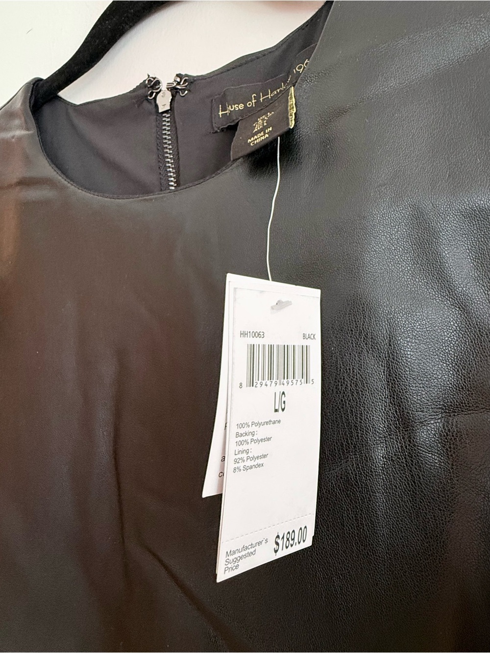 House of Harlow Sleeveless Faux Leather Shift Dress - Black size Large - Picture 5 of 7